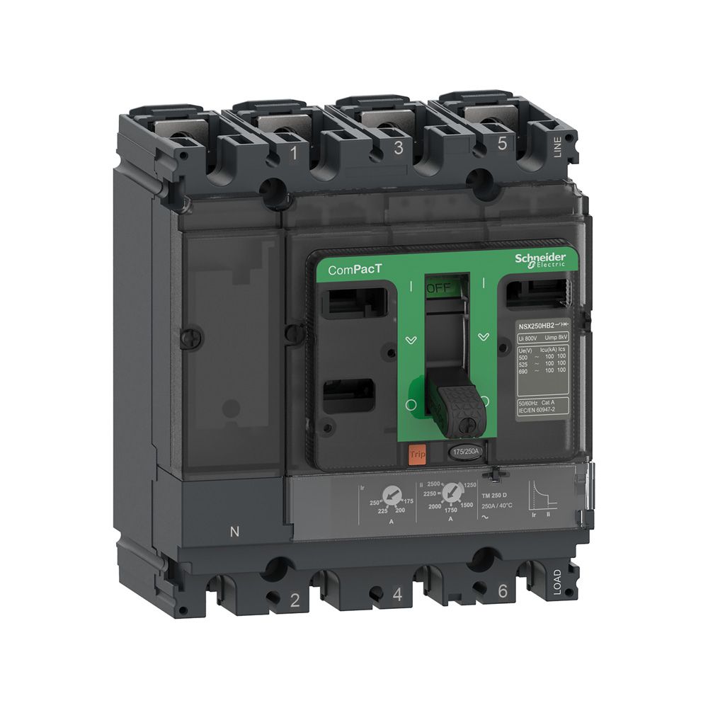 Vermogensautomaat 3 polig + nul 250A TMD 36kA Compact NSX