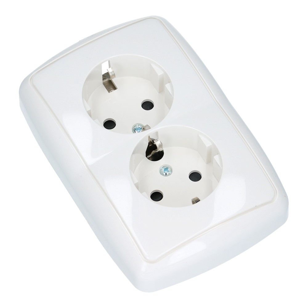 Wandcontactdoos dubbel LINEA 1013 kinderveilig