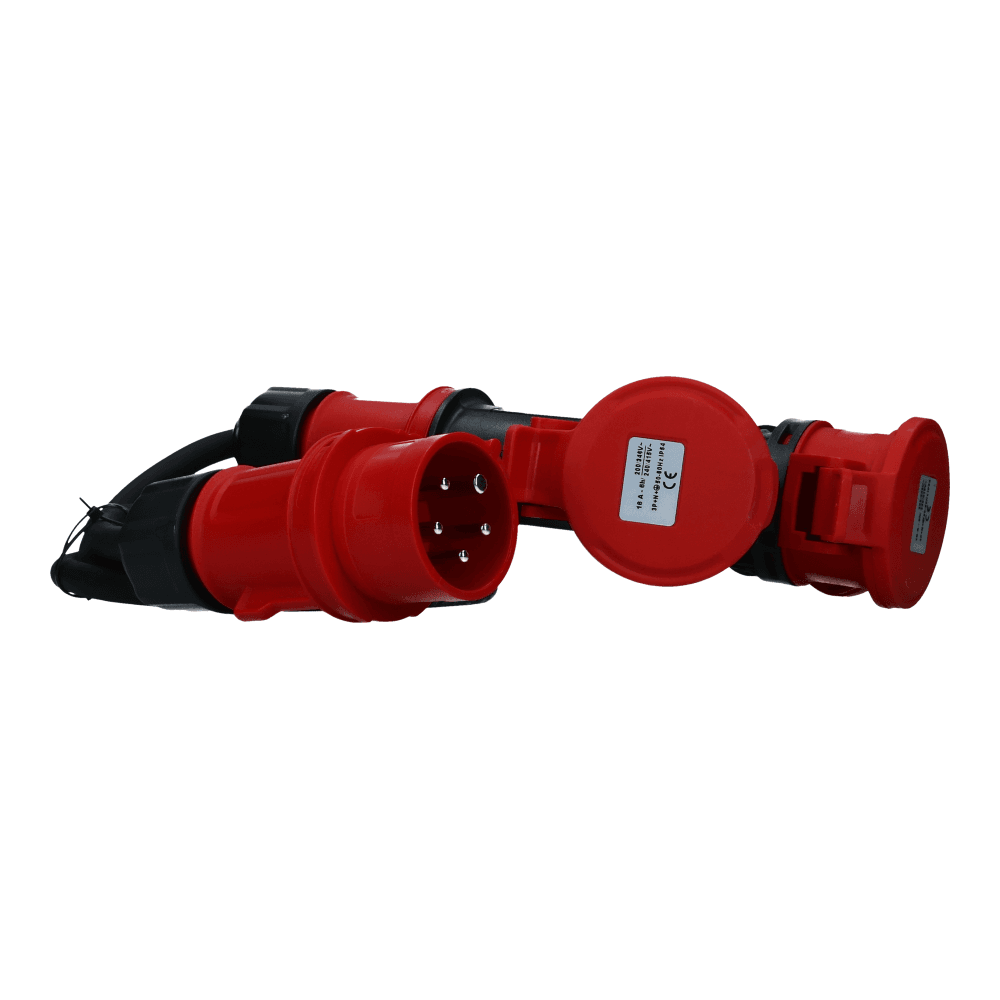 CEE verlengkabel 5 polig naar 3xCEE 5polig 16A female 2 meter IP54 H07RN-F CEE verlengkabel 5 polig naar 3xCEE 5polig 16A female 2 meter IP54 H07RN-F