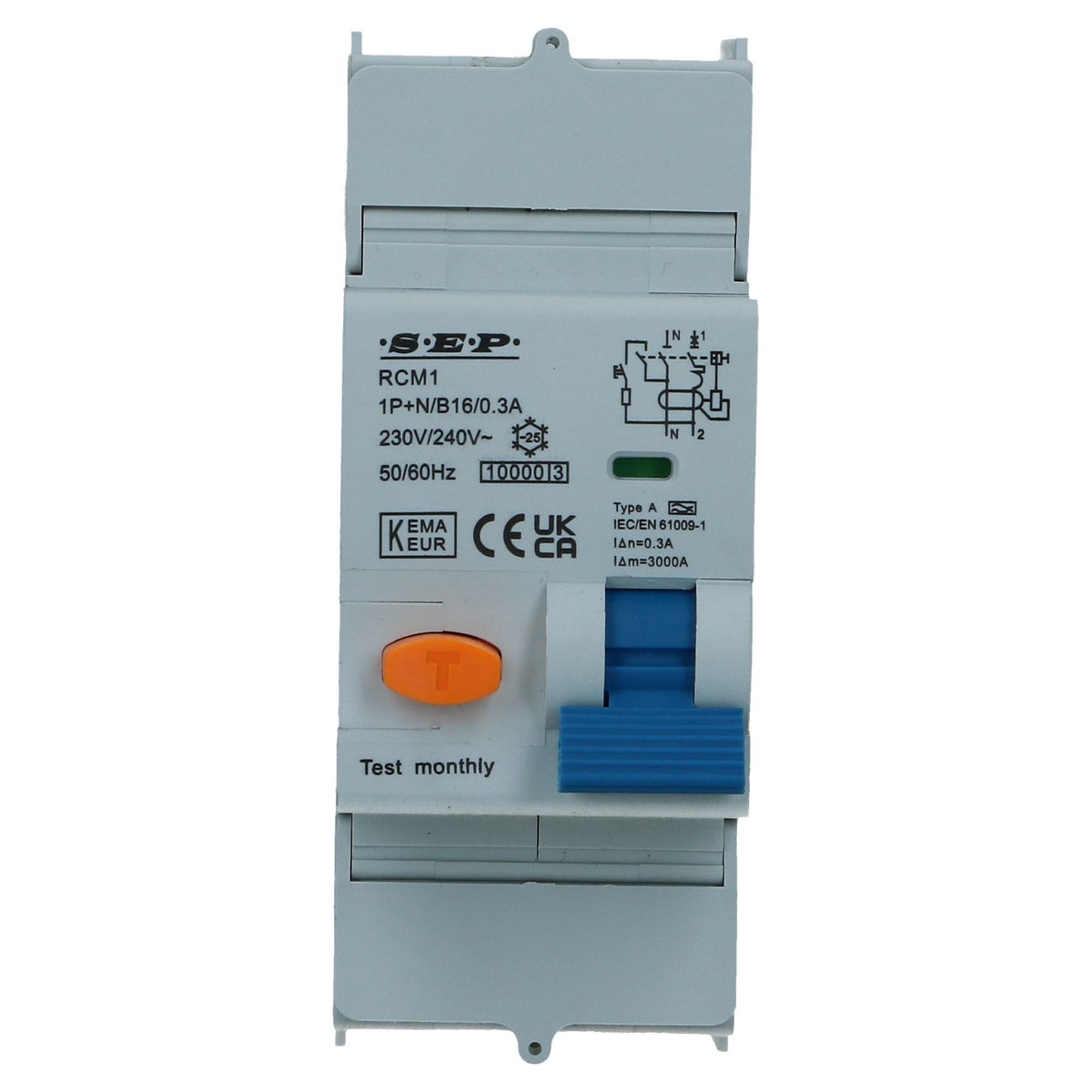 Aardlekautomaat B 50A 1 polig + nul 300mA 10kA RCM1 Aardlekautomaat B 50A 1 polig + nul 300mA 10kA RCM1