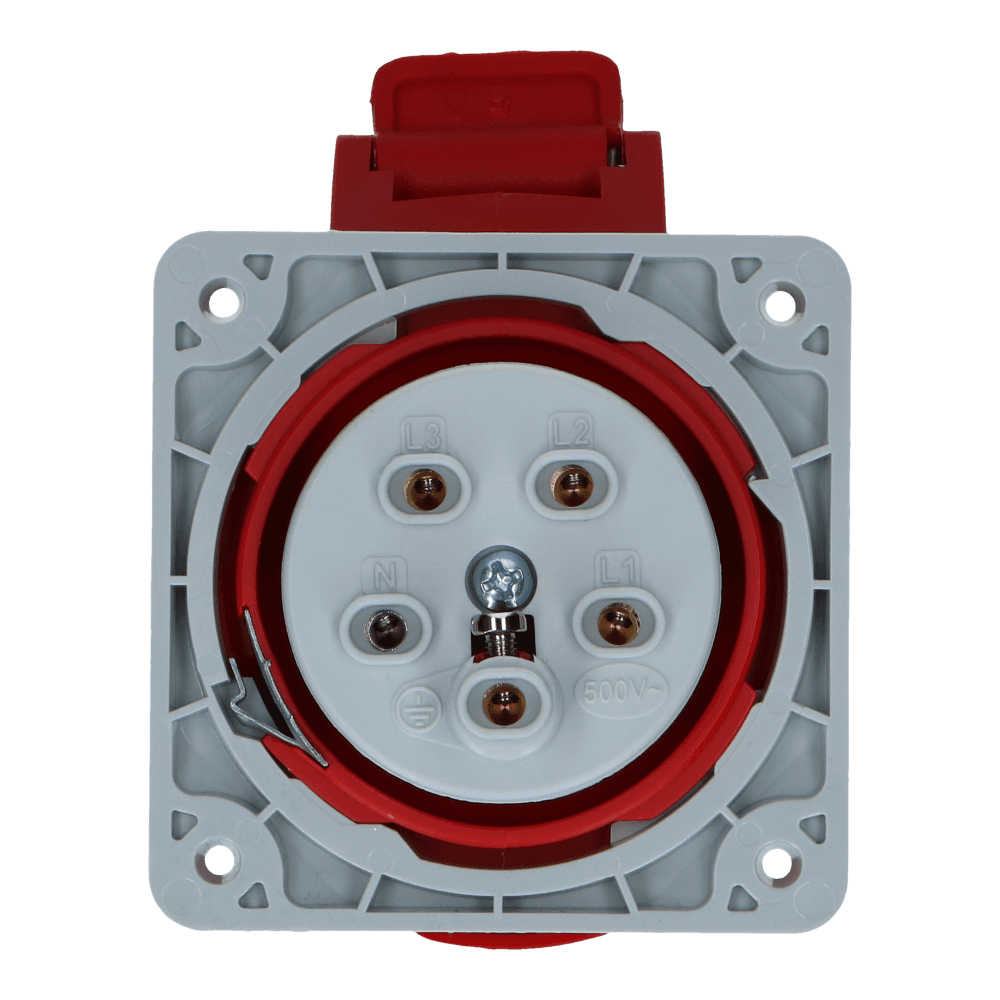 CEE female 5 polig 6H 16A IP54 inbouw wcd 380-415VAC recht CEE female 5 polig 6H 16A IP54 inbouw wcd 380-415VAC recht