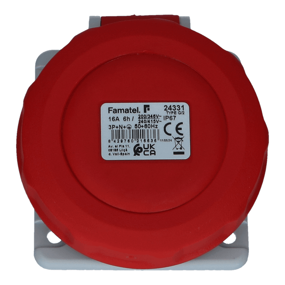 CEE female 5 polig 6H 16A IP67 inbouw wcd 380-415VAC CEE female 5 polig 6H 16A IP67 inbouw wcd 380-415VAC