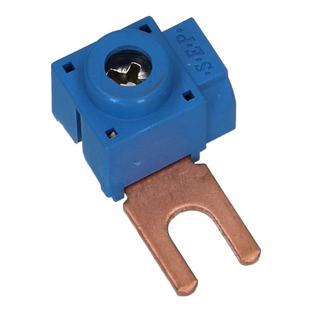 Aftakblok vork blauw 1 fase 25mm² zijkant
