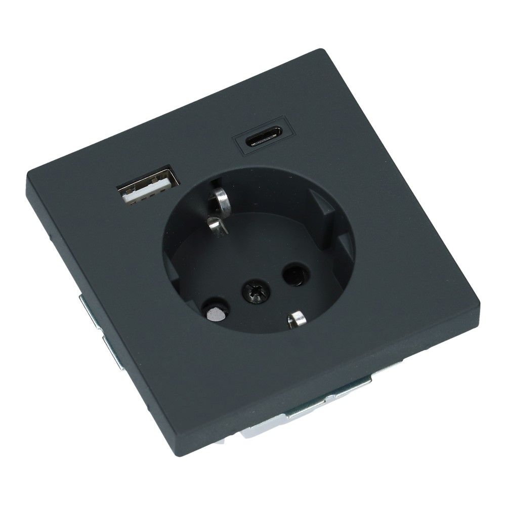 Wandcontactdoos met USB A 2.4A + USB C 3A SYSTEEM-D 7024