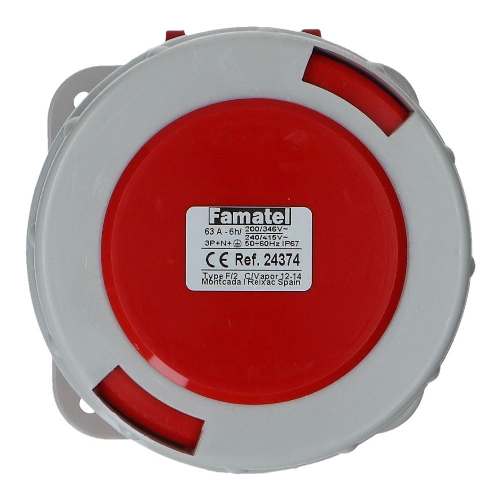 CEE female 5 polig 6H 63A IP67 inbouw wcd 380-415VAC CEE female 5 polig 6H 63A IP67 inbouw wcd 380-415VAC