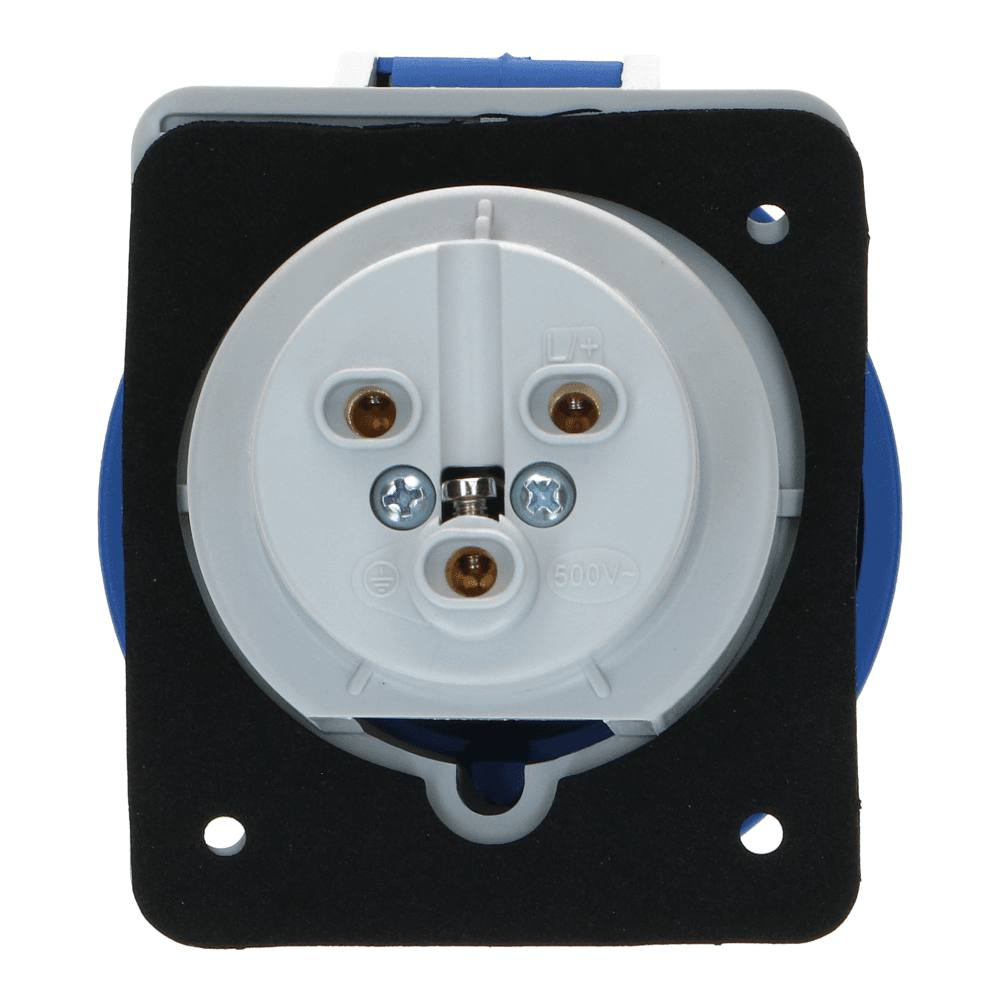 CEE female 3 polig 6H 32A IP67 inbouw wcd 220-240VAC CEE female 3 polig 6H 32A IP67 inbouw wcd 220-240VAC