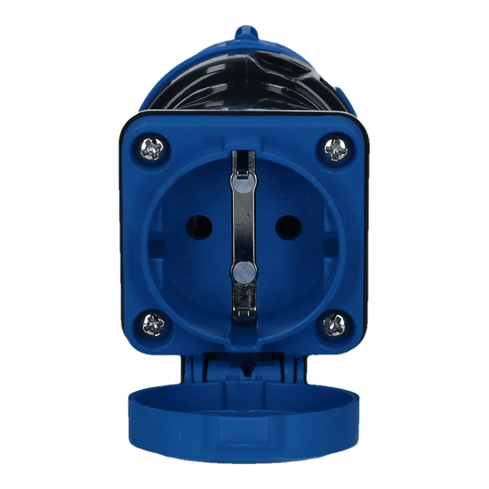 CEE adapter male 3 polig 6H 16A Schuko female IP54 CEE adapter male 3 polig 6H 16A Schuko female IP54