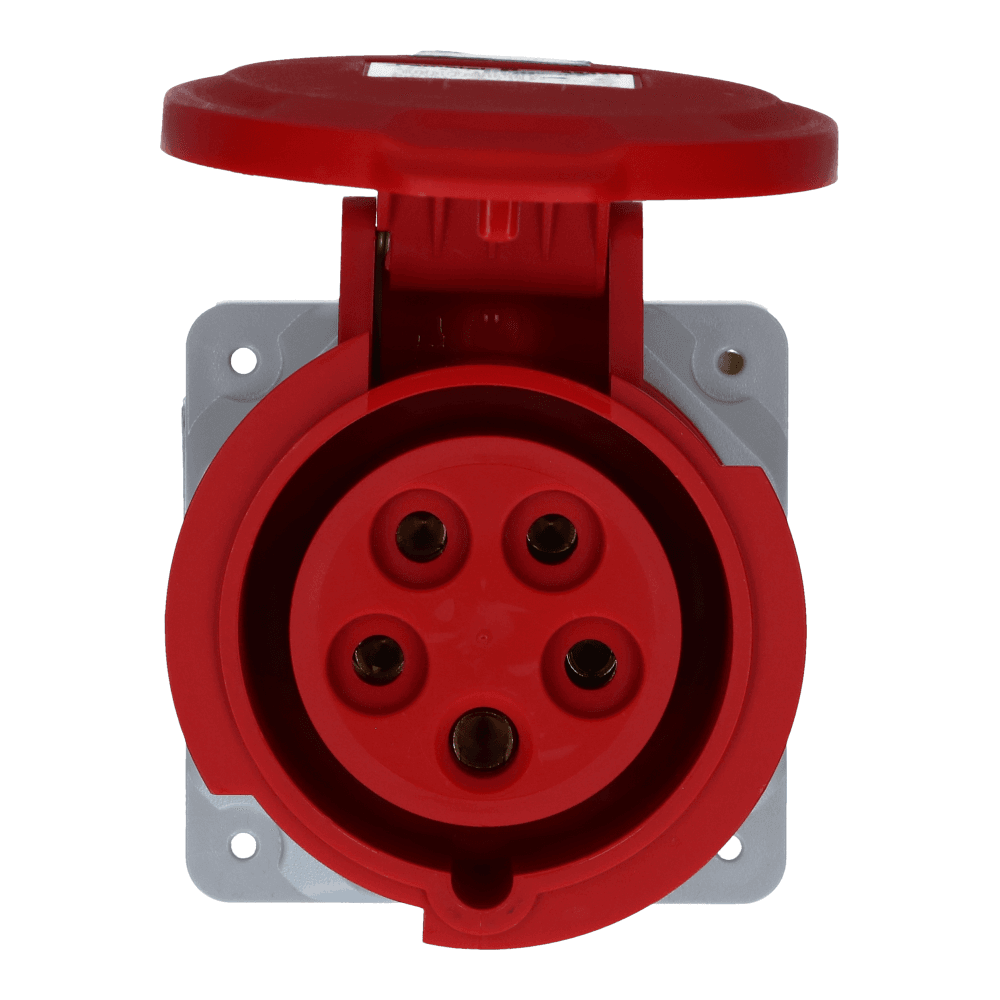 CEE female 5 polig 6H 16A IP54 inbouw wcd 380-415VAC recht CEE female 5 polig 6H 16A IP54 inbouw wcd 380-415VAC recht