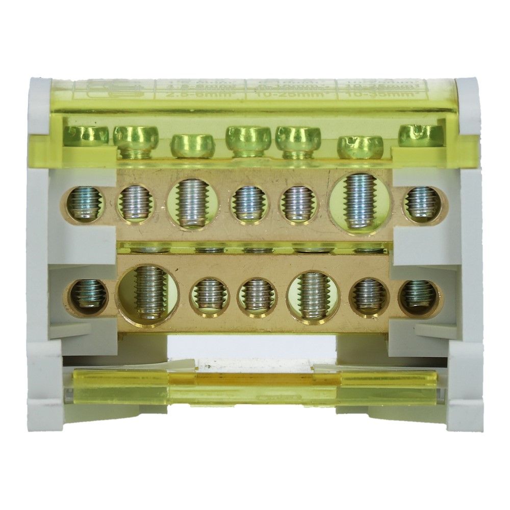 Verdeelblok CVT 125A 2 rijen 7 aansluitingen 500VAC Verdeelblok CVT 125A 2 rijen 7 aansluitingen 500VAC