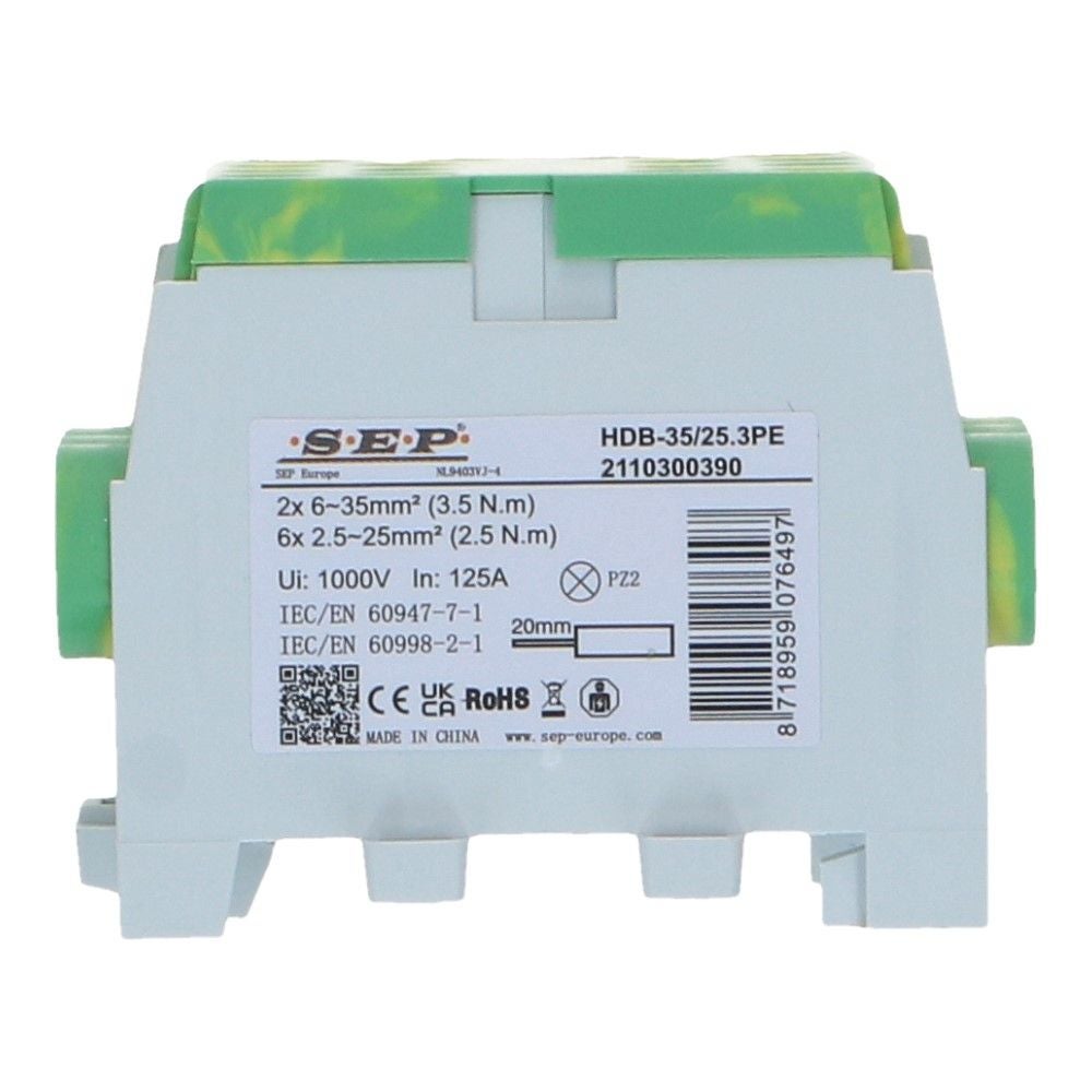 HLAK Hoofdkabel aftakklem 1x35mm²/3x25mm² geel/groen HLAK Hoofdkabel aftakklem 1x35mm²/3x25mm² geel/groen
