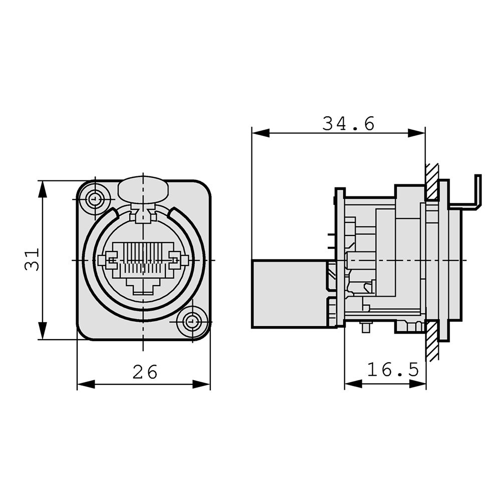 CHASSIS RJ45 koppelstuk NE8FDP CHASSIS RJ45 koppelstuk NE8FDP