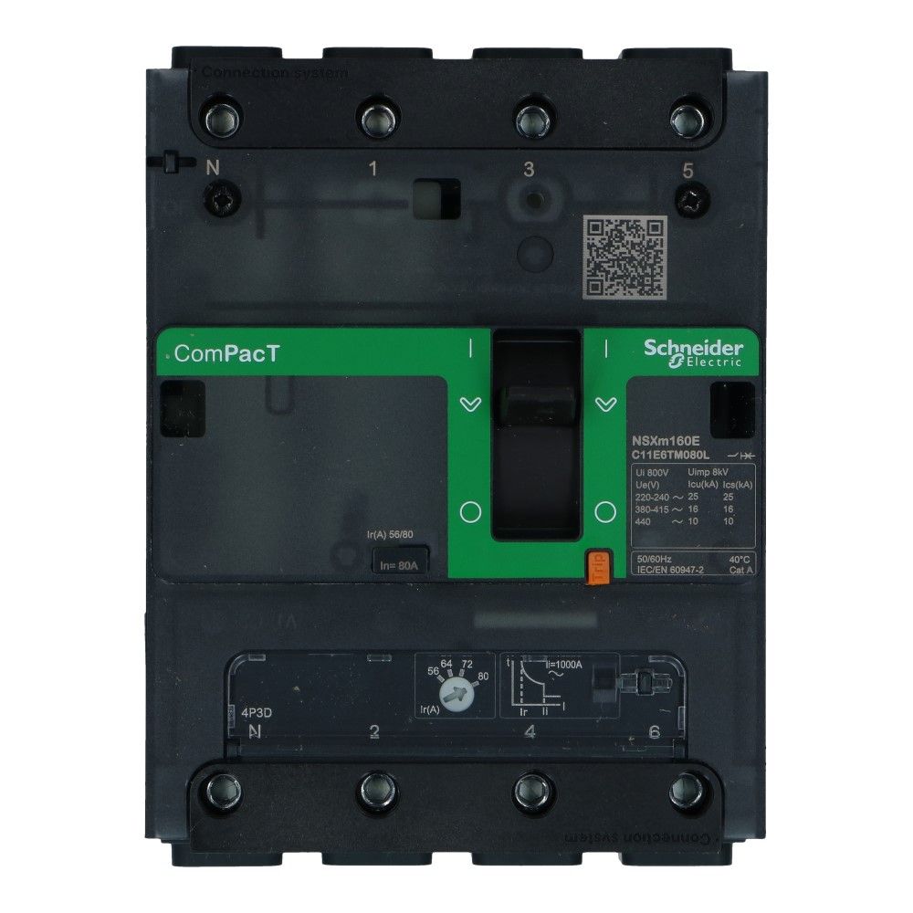 Installatieautomaat 3 polig + nul 16A TM-D 16kA Compact NSXm100E Everlink Installatieautomaat 3 polig + nul 16A TM-D 16kA Compact NSXm100E Everlink