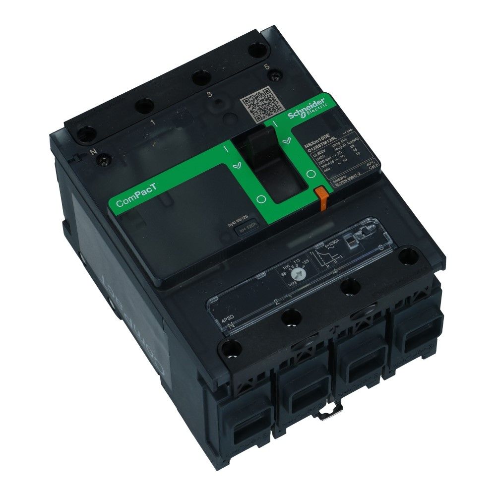 Installatieautomaat 3 polig + nul 125A TM-D 16kA Compact NSXm Everlink
