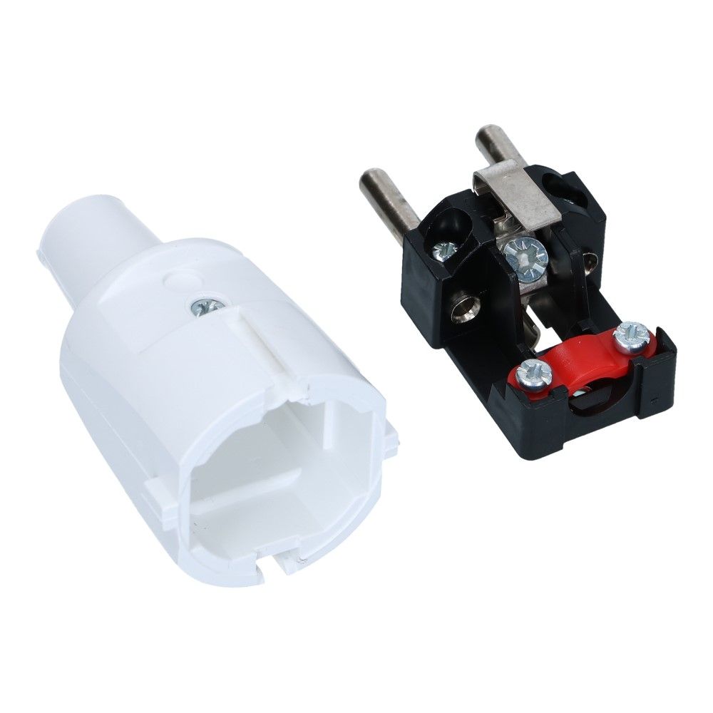 Stekker PVC wit met pen-aarde Stekker PVC wit met pen-aarde