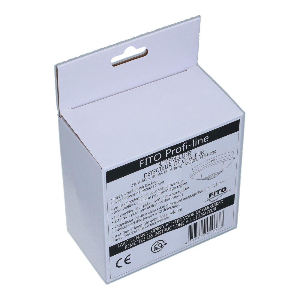 Hittemelder koppelbaar 230VAC met 9V backup Hittemelder koppelbaar 230VAC met 9V backup