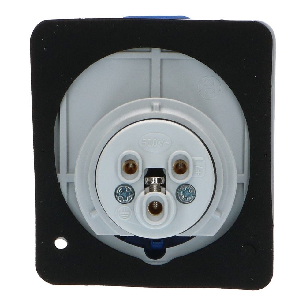 CEE female 3 polig 6H 16A IP54 inbouw wcd 220-240VAC CEE female 3 polig 6H 16A IP54 inbouw wcd 220-240VAC