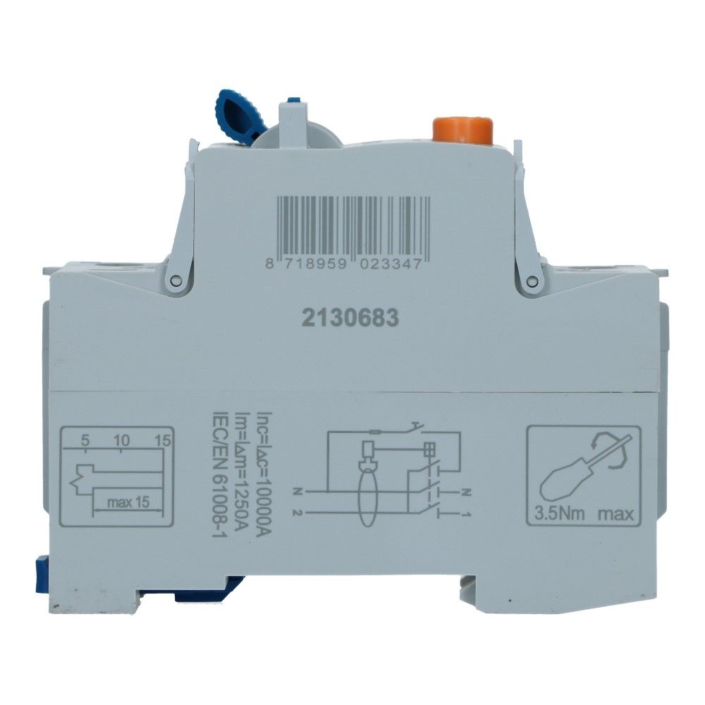 Aardlekschakelaar 40A 2 polig 30mA Type A 10kA RCD1 Aardlekschakelaar 40A 2 polig 30mA Type A 10kA RCD1