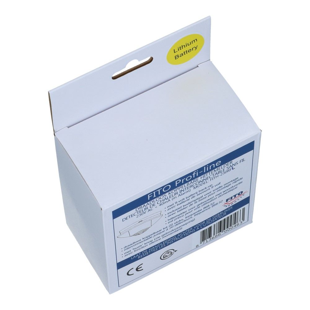 Hittemelder draadloos koppelbaar 230VAC met lithium backup Hittemelder draadloos koppelbaar 230VAC met lithium backup