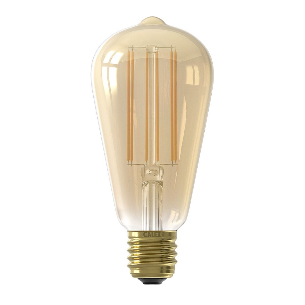 Calex LED Filament Rustiek lamp goud ST64 E27 4.5W 470lm 2100K met sensor Calex LED Filament Rustiek lamp goud ST64 E27 4.5W 470lm 2100K met sensor