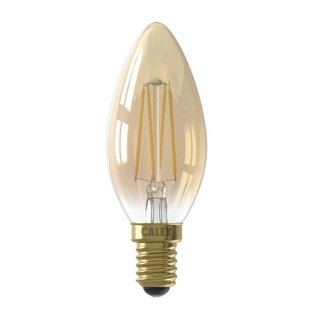 Calex LED Filament Kaars lamp goud B35 E14 3.5W 250lm 2100K dimbaar Calex LED Filament Kaars lamp goud B35 E14 3.5W 250lm 2100K dimbaar