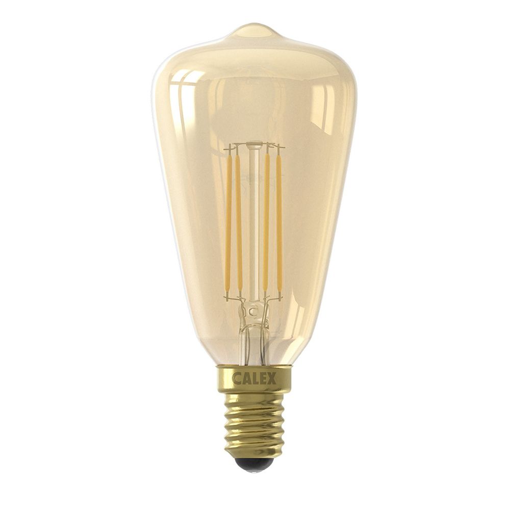 Calex LED Filament Rustiek lamp goud ST48 E14 3.5W 250lm 2100K dimbaar Calex LED Filament Rustiek lamp goud ST48 E14 3.5W 250lm 2100K dimbaar