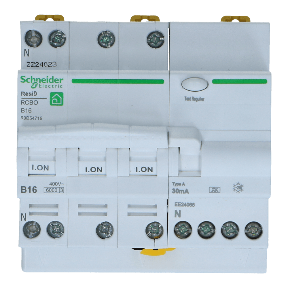 Aardlekautomaat B 16A 3 polig + nul 30mA Resi9 Aardlekautomaat B 16A 3 polig + nul 30mA Resi9