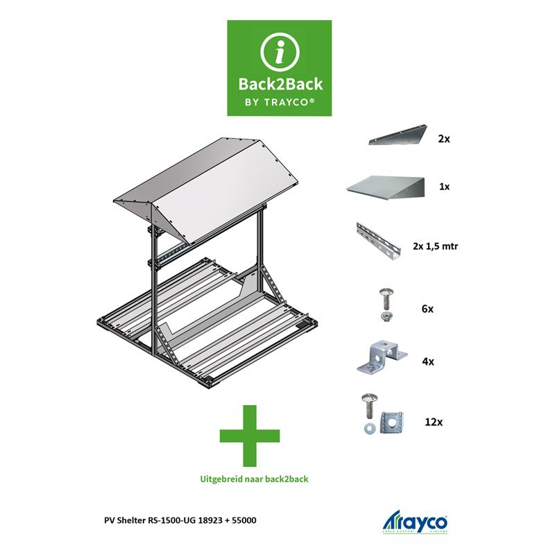 Trayco PV Shelter uitbreidingsset Back2Back Ultra Galva Trayco PV Shelter uitbreidingsset Back2Back Ultra Galva