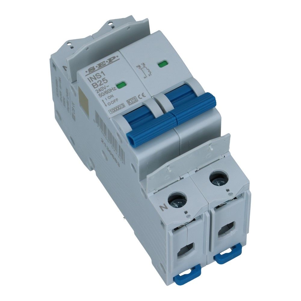 Installatieautomaat  1 polig + nul 63A karakteristiek D 10/15kA INS1