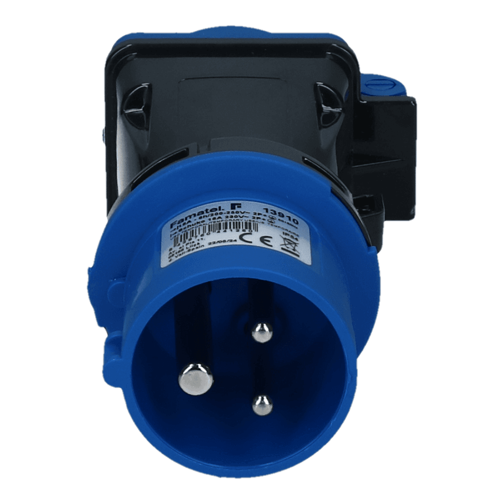 CEE adapter male 3 polig 6H 16A Schuko female IP54 CEE adapter male 3 polig 6H 16A Schuko female IP54
