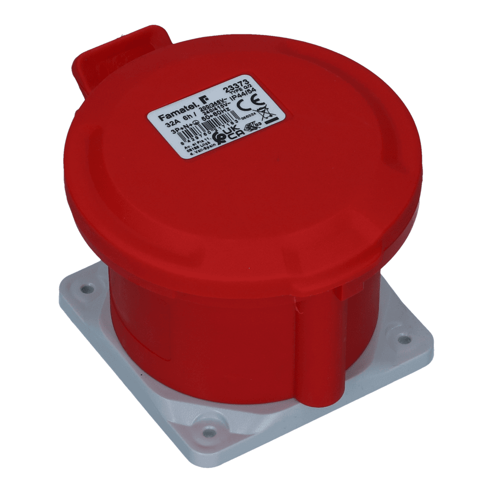CEE female 5 polig 6H 32A IP54 inbouw wcd 380-415VAC recht CEE female 5 polig 6H 32A IP54 inbouw wcd 380-415VAC recht