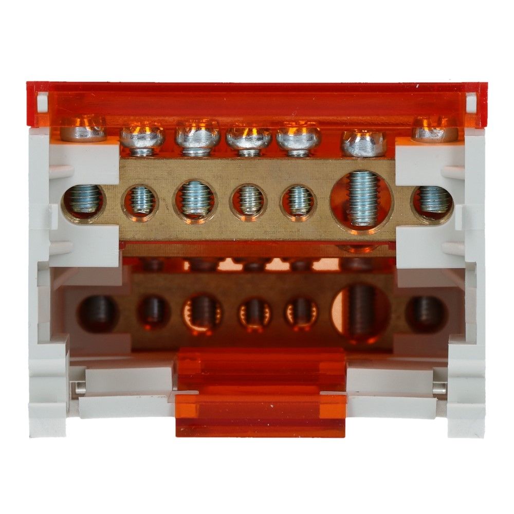 Verdeelblok BVT 100A 4 rijen 7 aansluitingen 500V AC/DC Verdeelblok BVT 100A 4 rijen 7 aansluitingen 500V AC/DC