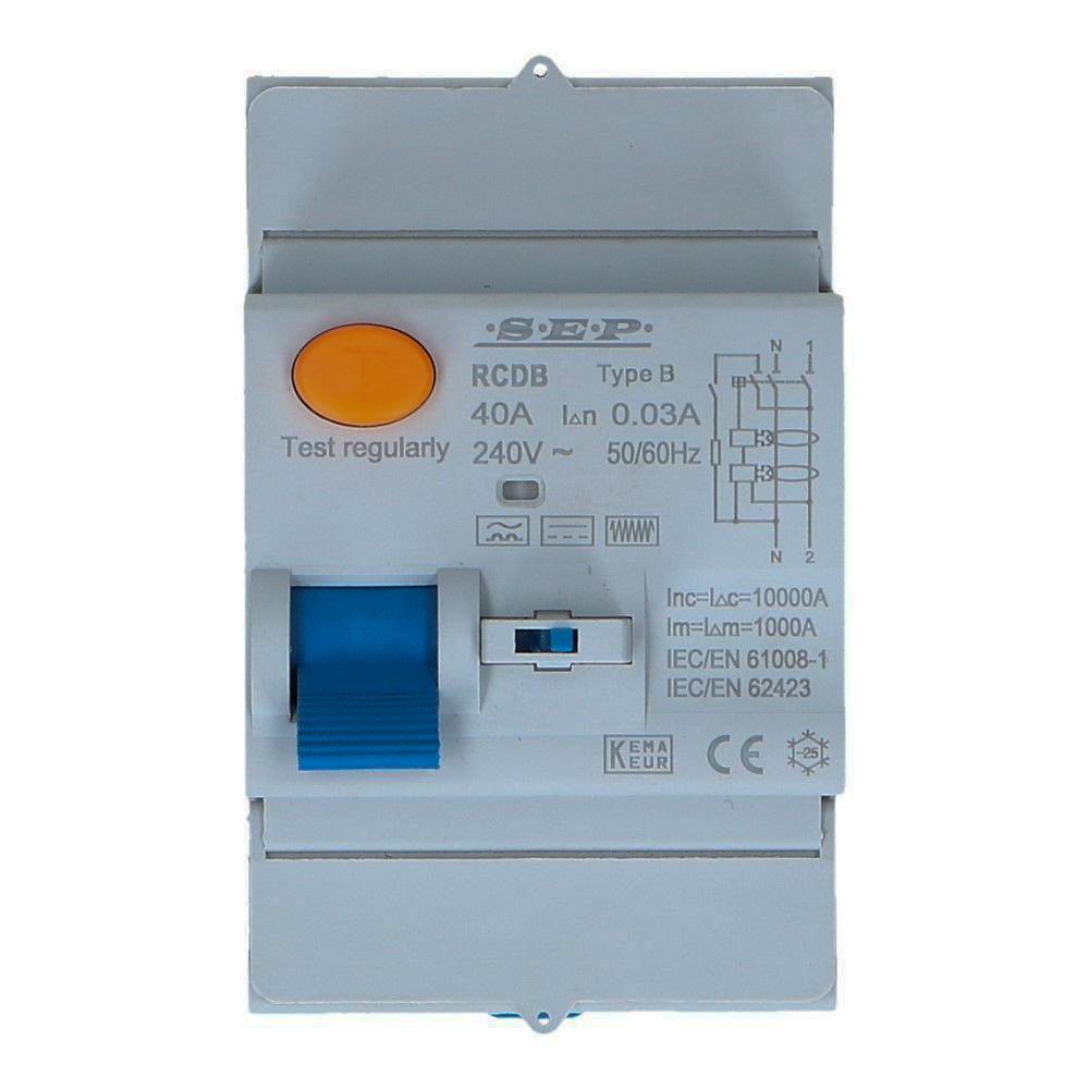 Aardlekschakelaar 2 polig 63A 300mA Type B RCD-B Aardlekschakelaar 2 polig 63A 300mA Type B RCD-B