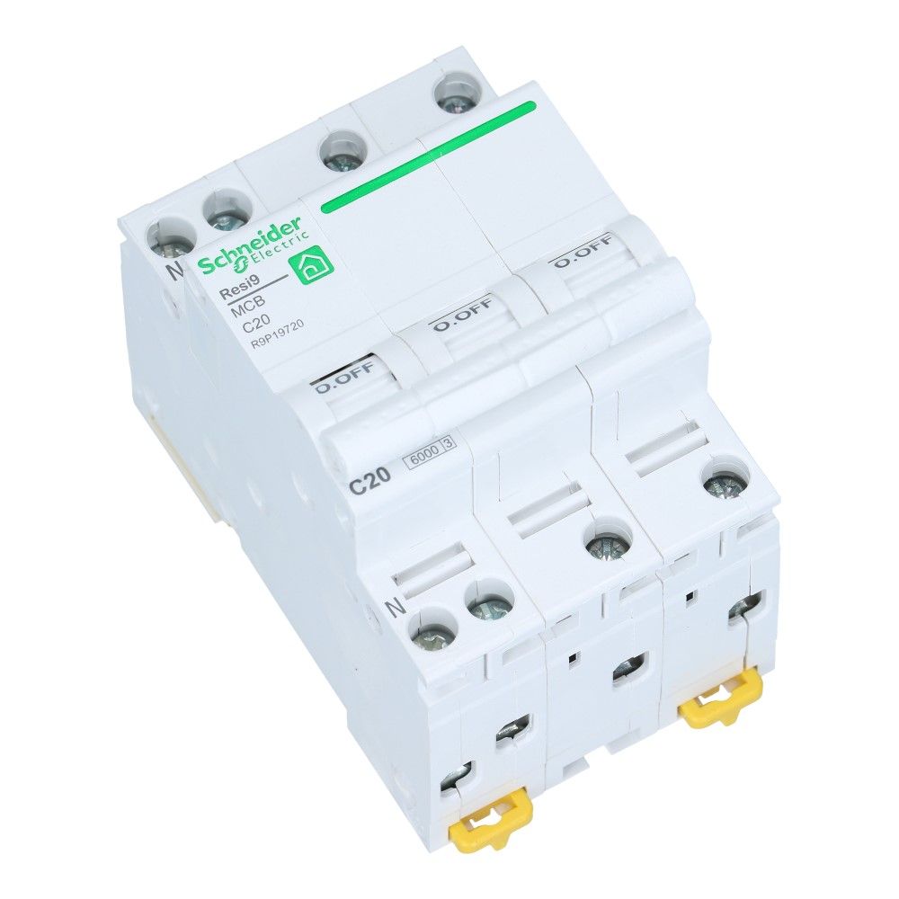 Installatieautomaat 3 polig + nul 20A kar C 6kA Resi9