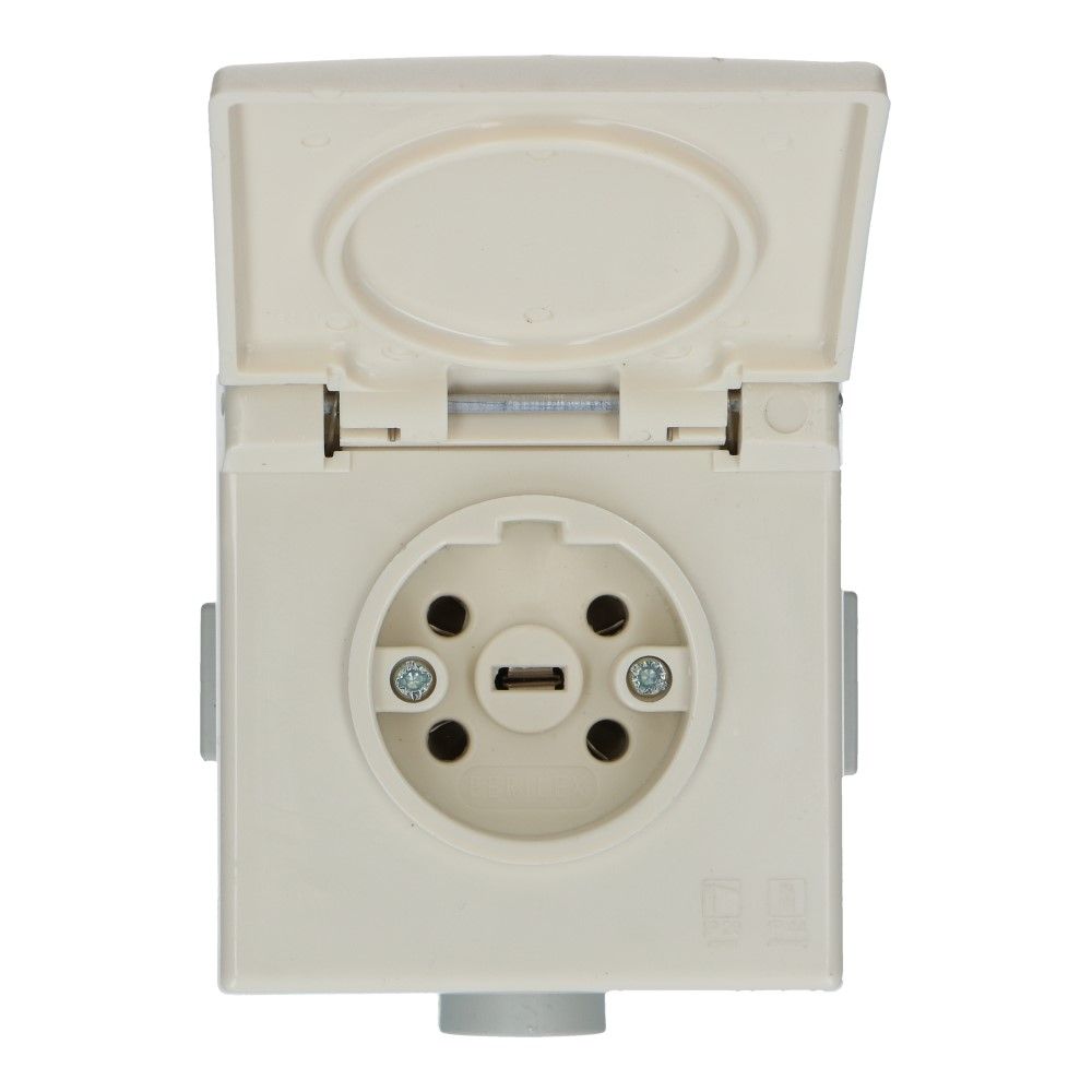Perilex Inbouw WCD 16A vierkant met klepje creme Perilex Inbouw WCD 16A vierkant met klepje creme