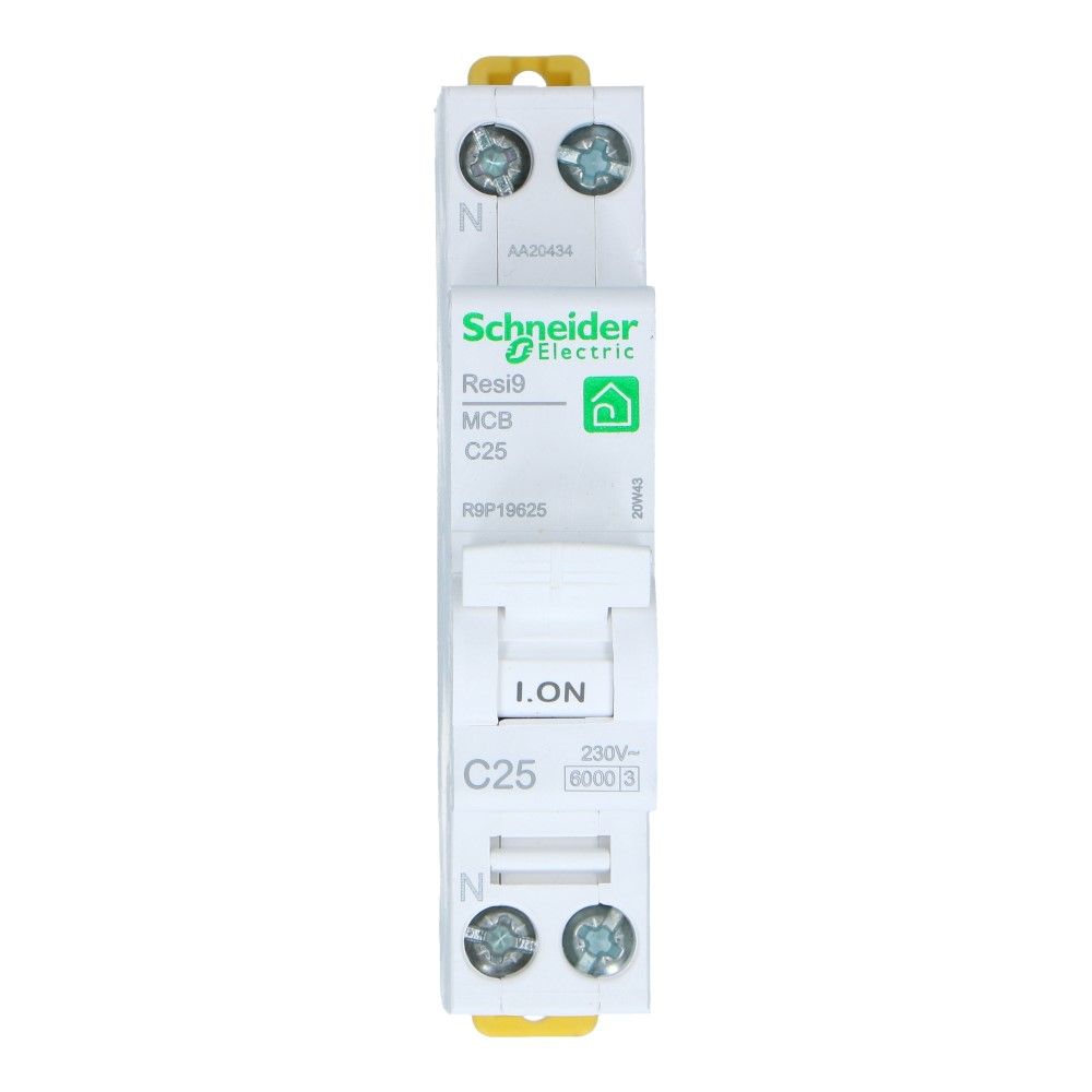 Installatieautomaat 1 polig + nul 25A kar C 6kA Resi9 Installatieautomaat 1 polig + nul 25A kar C 6kA Resi9