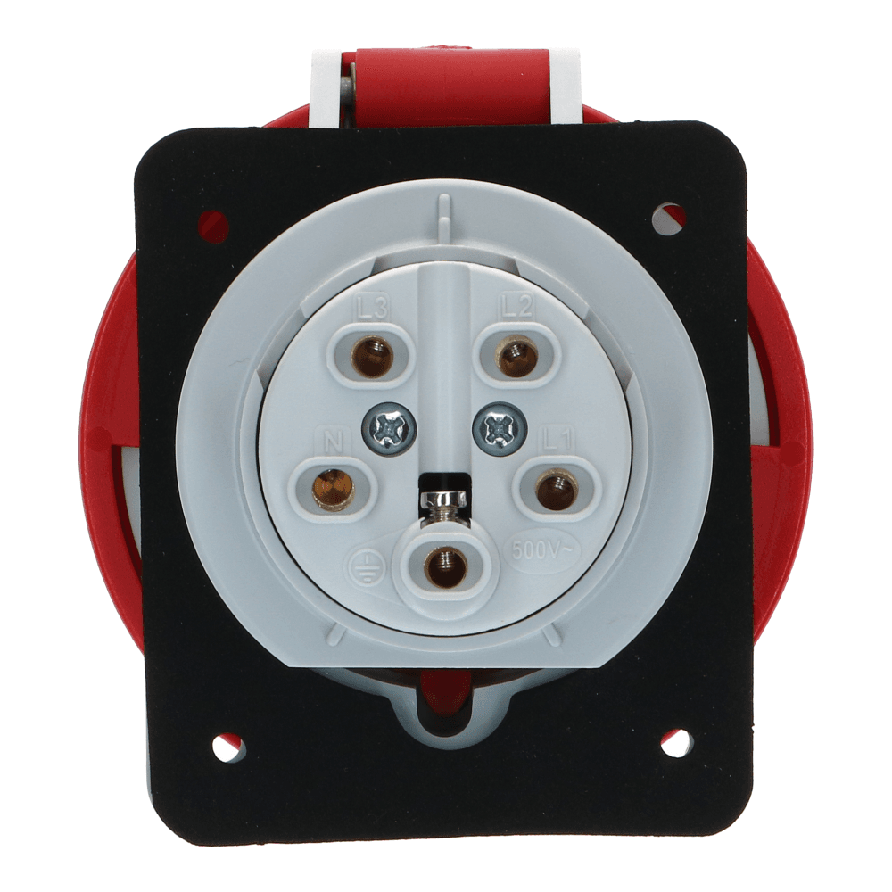 CEE female 5 polig 6H 32A IP67 inbouw wcd 380-415VAC CEE female 5 polig 6H 32A IP67 inbouw wcd 380-415VAC