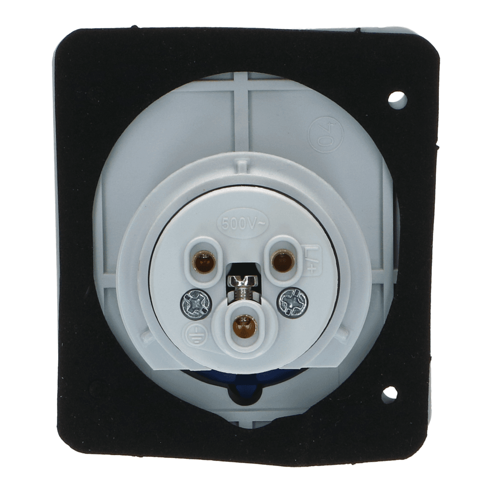 CEE female 3 polig 6H 16A IP67 inbouw wcd 220-240VAC CEE female 3 polig 6H 16A IP67 inbouw wcd 220-240VAC