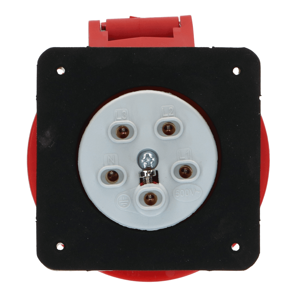 CEE female 5 polig 6H 16A IP67 inbouw wcd 380-415VAC recht CEE female 5 polig 6H 16A IP67 inbouw wcd 380-415VAC recht