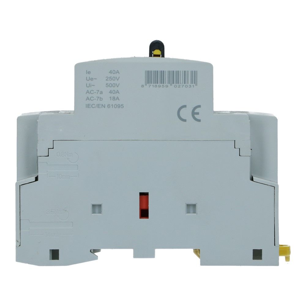 Installatierelais handbediend 40A 240VAC 1 NO + 1 NC Installatierelais handbediend 40A 240VAC 1 NO + 1 NC