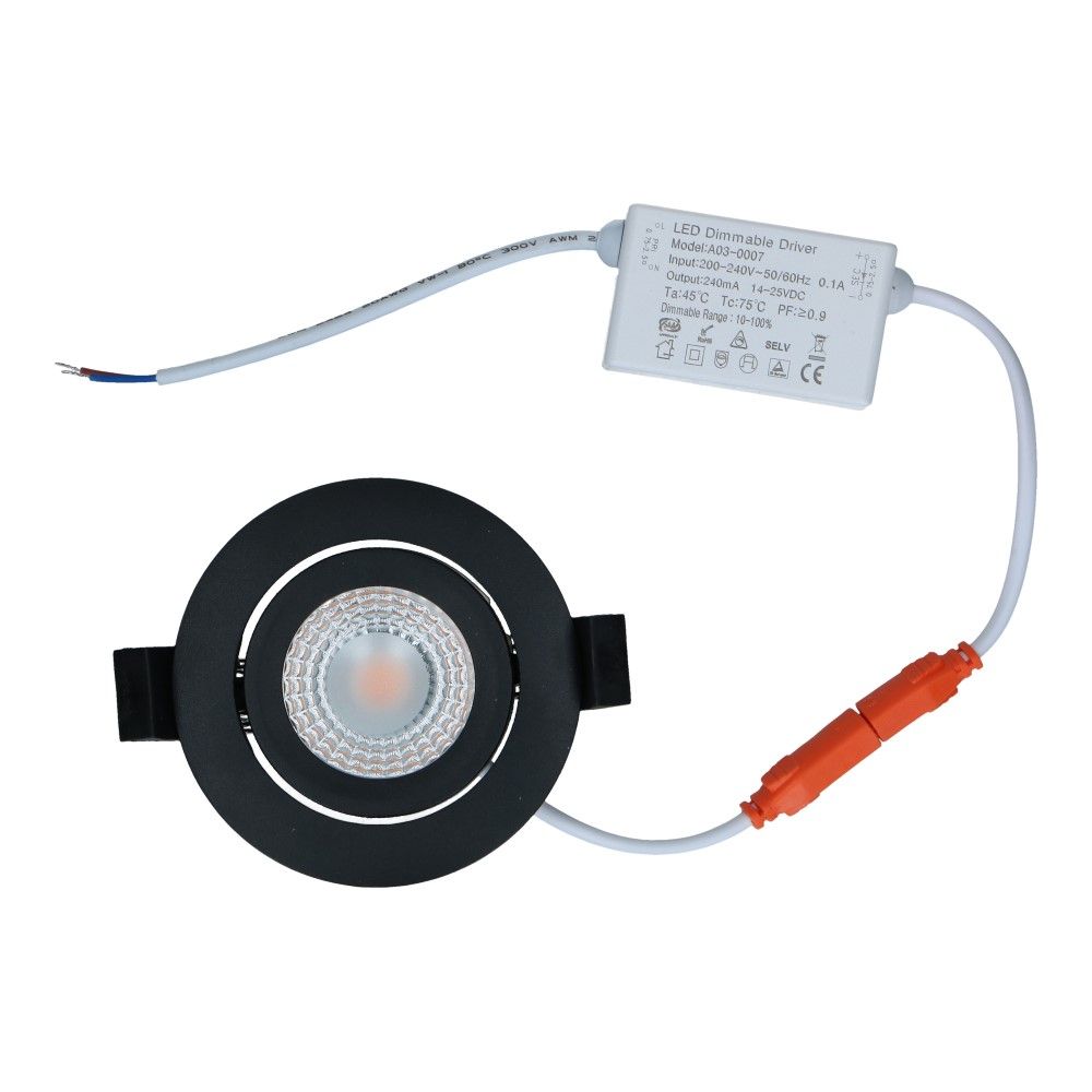 LED spot zwart IP65 5W 450lm 2700k 84mm kantelbaar dimbaar  LED spot zwart IP65 5W 450lm 2700k 84mm kantelbaar dimbaar