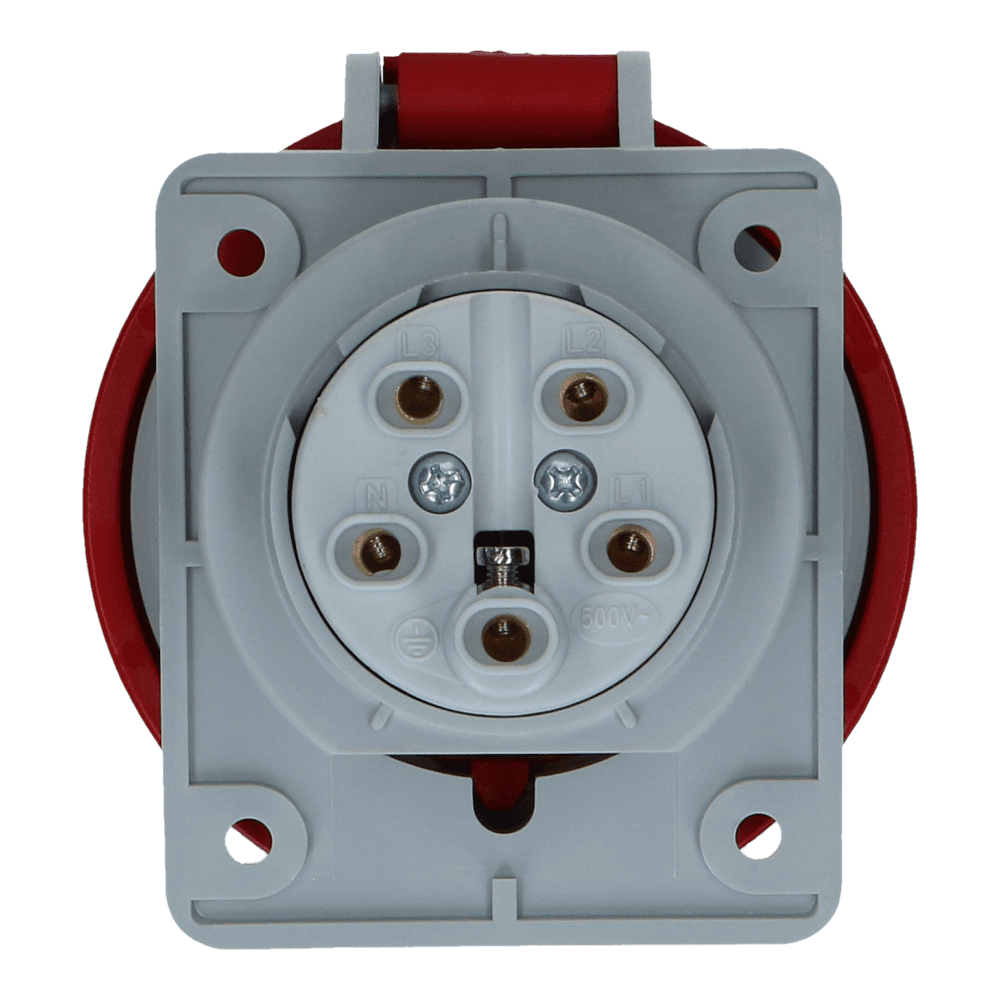 CEE female 5 polig 6H 32A IP67 inbouw wcd 380-415VAC CEE female 5 polig 6H 32A IP67 inbouw wcd 380-415VAC