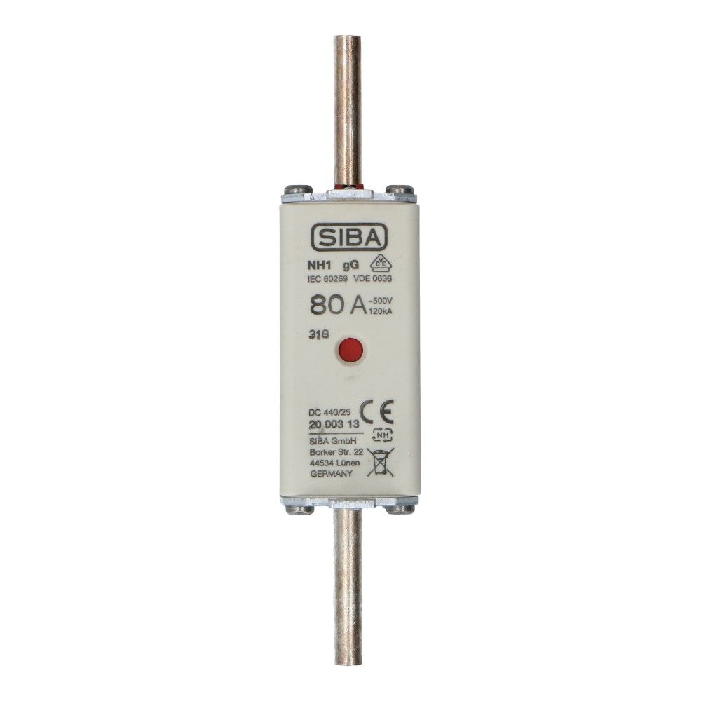 Mespatroon NH1/0 80A gL/gG 500V 135x29.5x48 Mespatroon NH1/0 80A gL/gG 500V 135x29.5x48