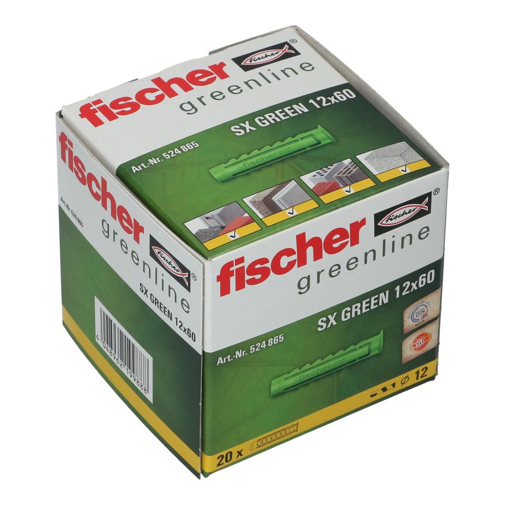 Nylon plug SX Green met rand 12x60mm - 20 stuks Nylon plug SX Green met rand 12x60mm - 20 stuks