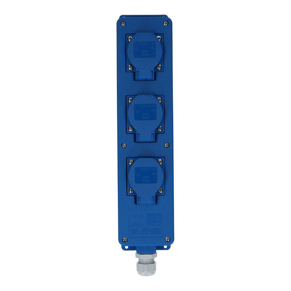 Snoercentrale 3x schuko 16A 250Vac blauw Snoercentrale 3x schuko 16A 250Vac blauw