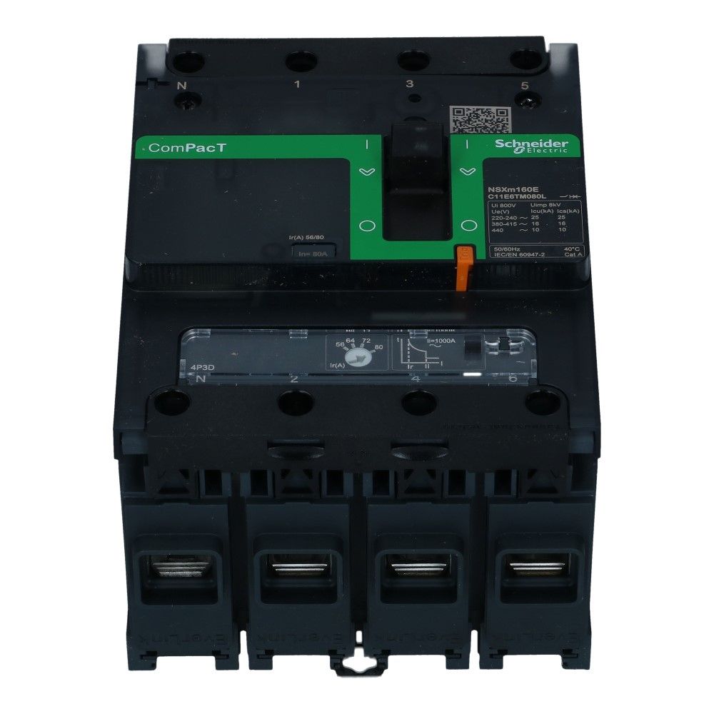 Installatieautomaat 3 polig + nul 16A TM-D 16kA Compact NSXm100E Everlink Installatieautomaat 3 polig + nul 16A TM-D 16kA Compact NSXm100E Everlink