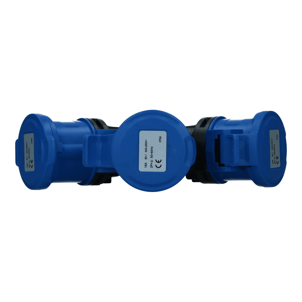 3 weg splitter 1x CEE naar 3xCEE 1p+n+e 16A 3 weg splitter 1x CEE naar 3xCEE 1p+n+e 16A
