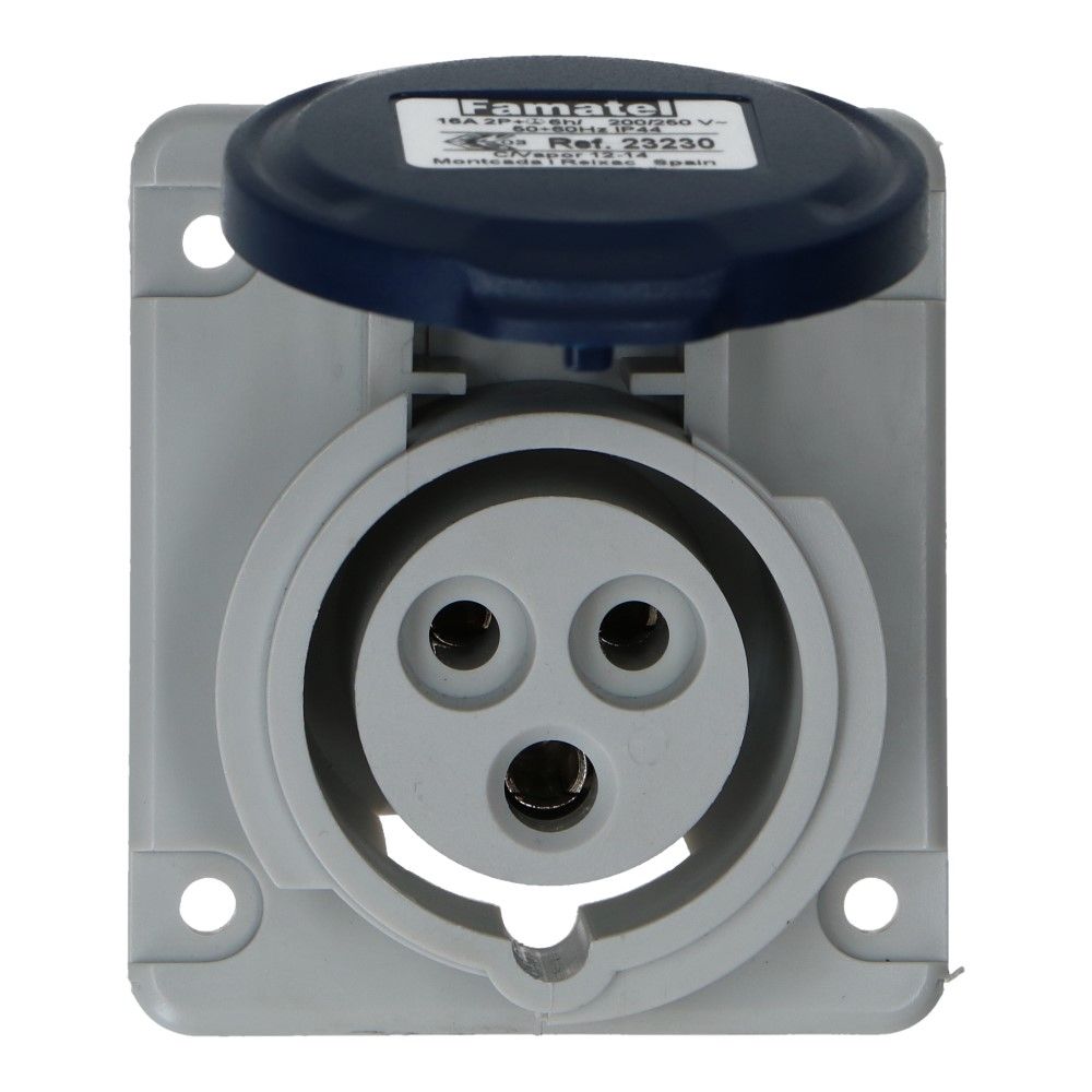 CEE female 3 polig 6H 16A IP54 inbouw wcd 220-240VAC CEE female 3 polig 6H 16A IP54 inbouw wcd 220-240VAC