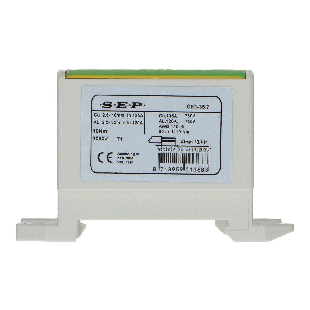 Aansluitklem CK1 2.5mm² t/m 35mm² vijfvoudig Aansluitklem CK1 2.5mm² t/m 35mm² vijfvoudig