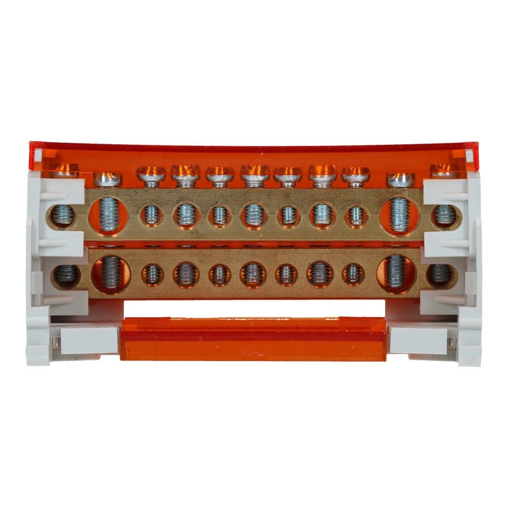 Verdeelblok BVT 100A 2 rijen 11 aansluitingen 500V AC/DC Verdeelblok BVT 100A 2 rijen 11 aansluitingen 500V AC/DC