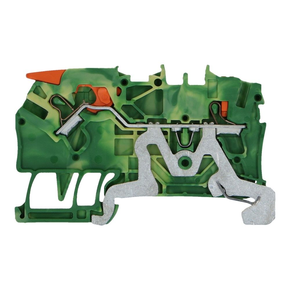 WAGO montageklem hendel en drukknop 2.5mm² geel groen WAGO montageklem hendel en drukknop 2.5mm² geel groen